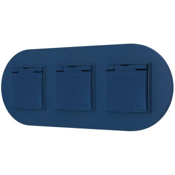 Trzy gniazda hermetyczne z ramką okrągłą seria MINI kolor navy blue
