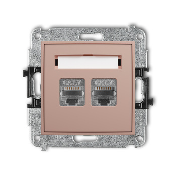 Mechanizm gniazda komputerowego podwójnego 2xRJ45, kat. 7, ekranowany, 8-stykowy Karlik seria MINI 62MGK-10 kolor łososiowy