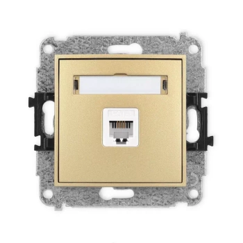 Mechanizm gniazda telefonicznego pojedynczego 1xRJ11, 4-stykowy, beznarzędziowe Karlik seria MINI 29MGT-1 kolor złoty