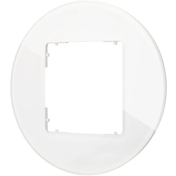 Ramka uniwersalna pojedyncza okrągła - efekt szkła ramka: biała; spód: biały Karlik seria ICON 0-0-IRSO-1 kolor biały