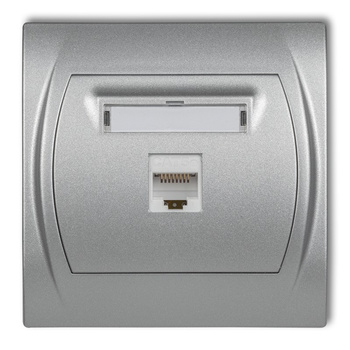 Gniazdo komputerowe pojedyncze 1xRJ45, kat. 5e, 8-stykowy Karlik seria LOGO 7LGK-1 kolor srebrny metalik