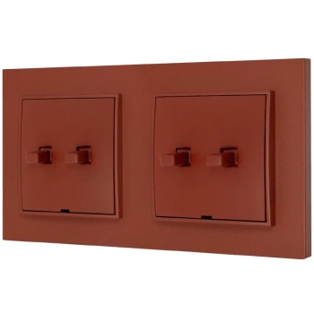 Dwa włączniki podwójne w stylu USA ramka kwadratowa seria Mini kolor terakota