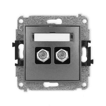 Mechanizm gniazda antenowego podwójnego typu F SAT niklowany Karlik seria ICON 11IGF-2 kolor grafitowy