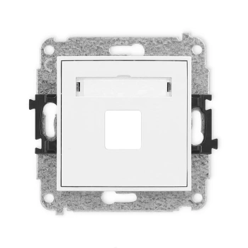 Mechanizm gniazda multimedialnego pojedynczego bez modułu standard Keystone Karlik seria ICON 25IGM-1P kolor biały mat
