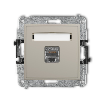 Mechanizm gniazda komputerowego pojedynczego 1xRJ45, kat. 5e, ekranowany, 8-stykowy Karlik seria MINI 60MGK-1e kolor taupe