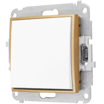 Włącznik pojedynczy bez ramki seria MINI kolor biały mat/złoty