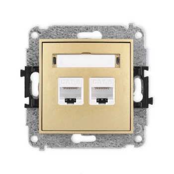 Mechanizm gniazda komputerowego podwójnego 2xRJ45, kat. 6, 8-stykowy Karlik seria ICON 29IGK-4 kolor złoty