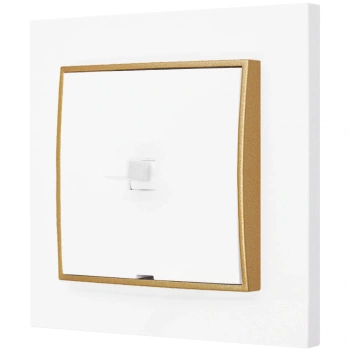 Włącznik pojedynczy w stylu USA ramka kwadratowa seria Mini kolor biały mat/złoty