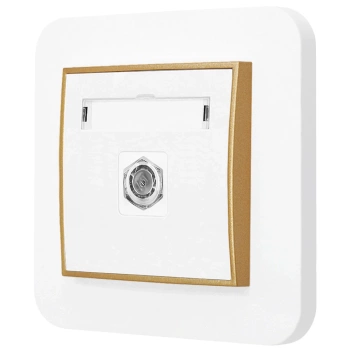 Gniazdo antenowe 1x z ramką zaokrągloną seria MINI kolor biały mat/złoty