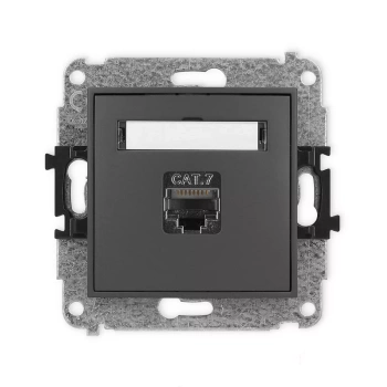 Mechanizm gniazda komputerowego pojedynczego 1xRJ45, kat. 7, ekranowany, 8-stykowy Karlik seria ICON 28IGK-9 kolor grafitowy mat
