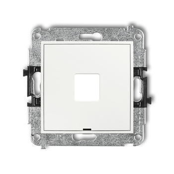 Mechanizm gniazda multimedialnego pojedynczego bez modułu, bez pola opisowego standard Keystone Karlik seria ICON 25IGMBO-1P kolor biały mat