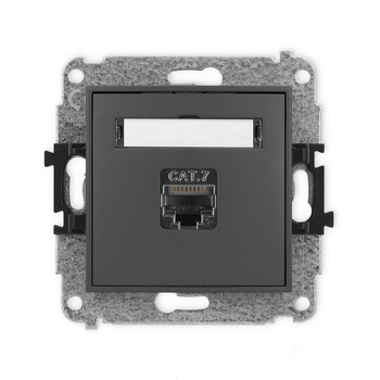 Mechanizm gniazda komputerowego pojedynczego 1xRJ45, kat. 7, ekranowany, 8-stykowy Karlik seria ICON 28IGK-9 kolor grafitowy mat