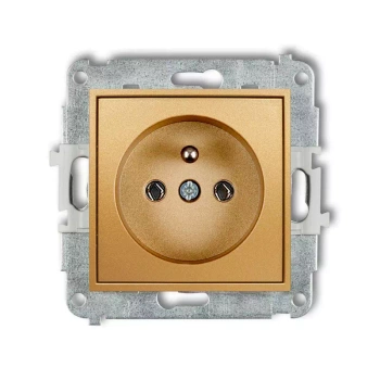 Mechanizm gniazda pojedynczego bez uziemienia 2P bez przesłon torów prądowych Karlik seria MINI 29MGP-1z kolor złoty