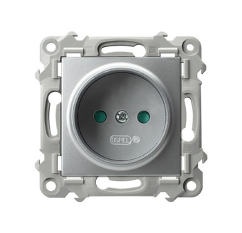 Gniazdo pojedyncze z przesłonami torów prądowych seria SZAFIR kolor Srebro symbol GP-1ZP/m/18