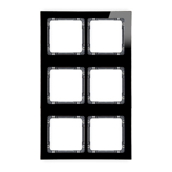 Ramka modułowa 6 krotna 2 poziom, 3 pion - efekt szkła ramka czarna; spód grafitowy Karlik seria DECO 12-11-DRSM-2x3 kolor czarny