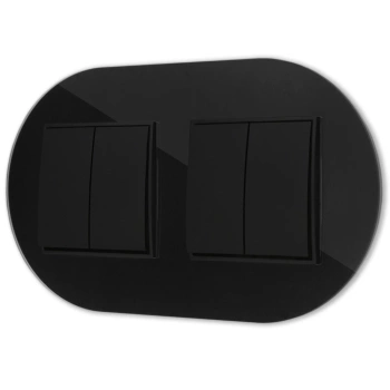 Dwa włączniki podwójne z ramką okrągłą efekt szkła seria ICON kolor czarny