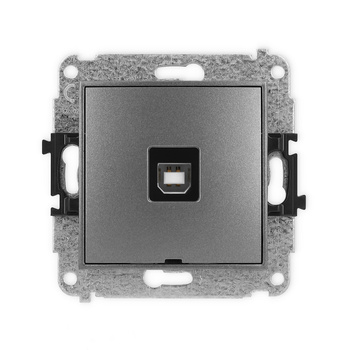 Mechanizm gniazda pojedynczego USB A-B 2.0, bez pola opisowego Karlik seria ICON 11IGUSBBO-3 kolor grafitowy