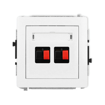 Mechanizm gniazda głośnikowego podwójnego Karlik seria DECO DGG-2 kolor biały