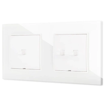 Włącznik pojedynczy i podwójny w stylu USA ramka kwadratowa efekt szkła seria ICON kolor biały