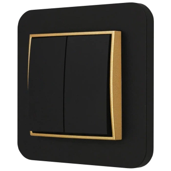 Włącznik podwójny z ramką zaokrągloną seria MINI kolor czarny złoty