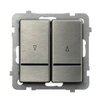 Łącznik żaluzjowy, zwierny, z podświetleniem niebieskim seria SONATA STAL INOX kolor Stal inox symbol ŁP-7RMS/m/37