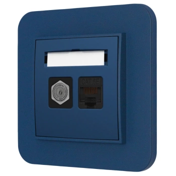 Gniazdo rj45/antenowe z ramką zaokrągloną seria MINI kolor navy blue