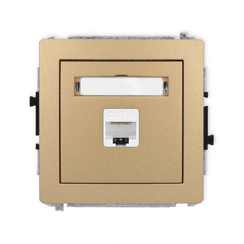 Mechanizm gniazda komputerowego pojedynczego 1xRJ45, kat. 6, 8-stykowy Karlik seria DECO 8DGK-3 kolor złoty metalik