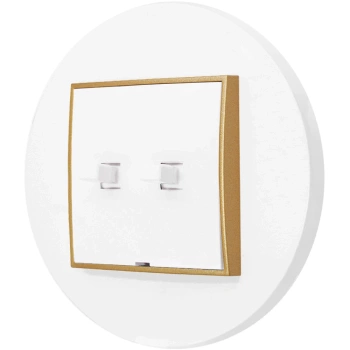 Włącznik podwójny w stylu USA ramka okrągła seria Mini kolor biały mat/złoty