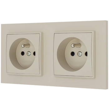 Dwa gniazda pojedyncze z ramką prostą seria MINI kolor taupe