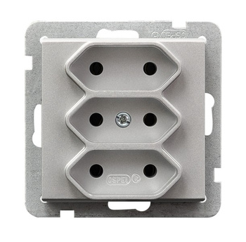 Gniazdo potrójne EURO seria SONATA kolor Srebro mat symbol GP-3R/m/38