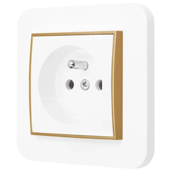 Gniazdo pojedyncze z ramką zaokrągloną seria MINI kolor biały złoty