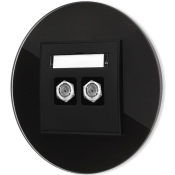 Gniazdo antenowe 2x z ramką okrągłą efekt szkła seria ICON kolor czarny