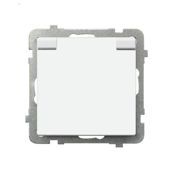 Gniazdo bryzgoszczelne z uziemieniem IP-44 z przesłonami torów prądowych wieczko w kolorze wyrobu seria SONATA kolor Biały symbol GPH-1RZP/m/00/w