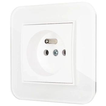 Gniazdo pojedyncze z ramką zaokrągloną efekt szkła seria ICON kolor biały