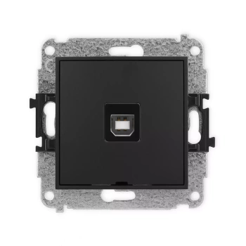 Mechanizm gniazda pojedynczego USB A-B 2.0, bez pola opisowego Karlik seria ICON 12IGUSBBO-3 kolor czarny mat