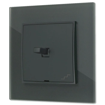 Włącznik schodowy w stylu USA ramka kwadratowa efekt szkła seria ICON kolor grafitowy mat