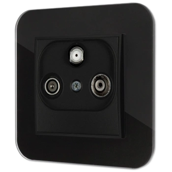 Gniazdo rtv-sat z ramką zaokrągloną efekt szkła seria ICON kolor czarny