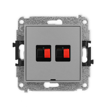 Mechanizm gniazda głośnikowego podwójnego, bez pola opisowego Karlik seria ICON 27IGGBO-2 kolor szary mat