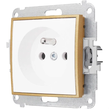 Gniazdo pojedyncze bez ramki seria MINI kolor biały mat/złoty