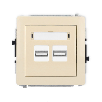 Mechanizm ładowarki USB podwójnej 2xUSB A, 15,5W max., 5V, 3.1A Karlik seria DECO 1DCUSB-6 kolor beżowy