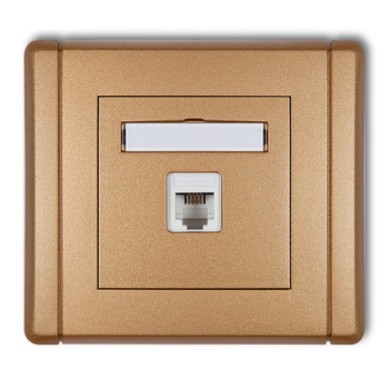Gniazdo telefoniczne pojedyncze 1xRJ11, 4-stykowe, beznarzędziowe Karlik seria FLEXI 8FGT-1 kolor złoty metalik