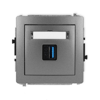 Mechanizm gniazda pojedynczego USB A-A 3.0 Karlik seria DECO 11DGUSB-5 kolor grafitowy
