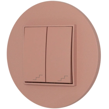 Włącznik schodowy podwójny z ramką okrągłą seria MINI kolor łososiowy