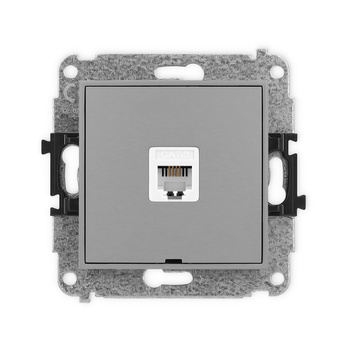 Mechanizm gniazda telefonicznego pojedynczego 1xRJ11, 4-stykowy, beznarzędziowe, bez pola opisowego Karlik seria ICON 27IGTBO-1 kolor szary mat