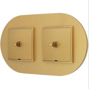 Dwa włączniki pojedyncze w stylu USA ramka okrągła seria Mini kolor złoty