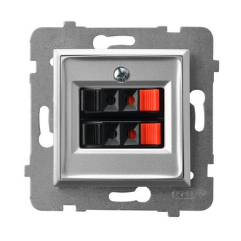 Gniazdo głośnikowe podwójne seria ARIA kolor Srebro symbol GG-2U/m/18