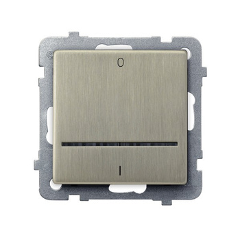 Łącznik dwubiegunowy z podświetleniem niebieskim seria SONATA NOWE SREBRO kolor Nowe srebro symbol ŁP-11RMS/m/44