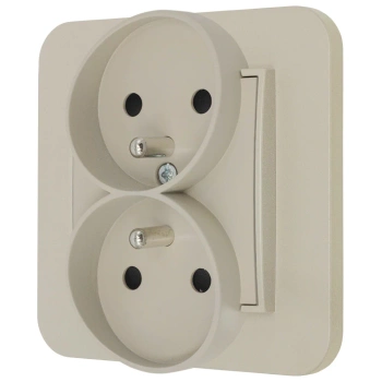 Gniazdo podwójne z ramką zaokrągloną seria MINI kolor taupe