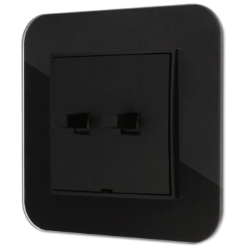 Włącznik podwójny w stylu USA ramka zaokrąglona efekt szkła seria ICON kolor czarny