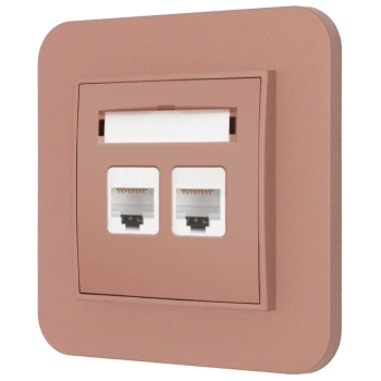Gniazdo internetowe rj45 2x z ramką zaokrągloną seria MINI kolor łososiowy
